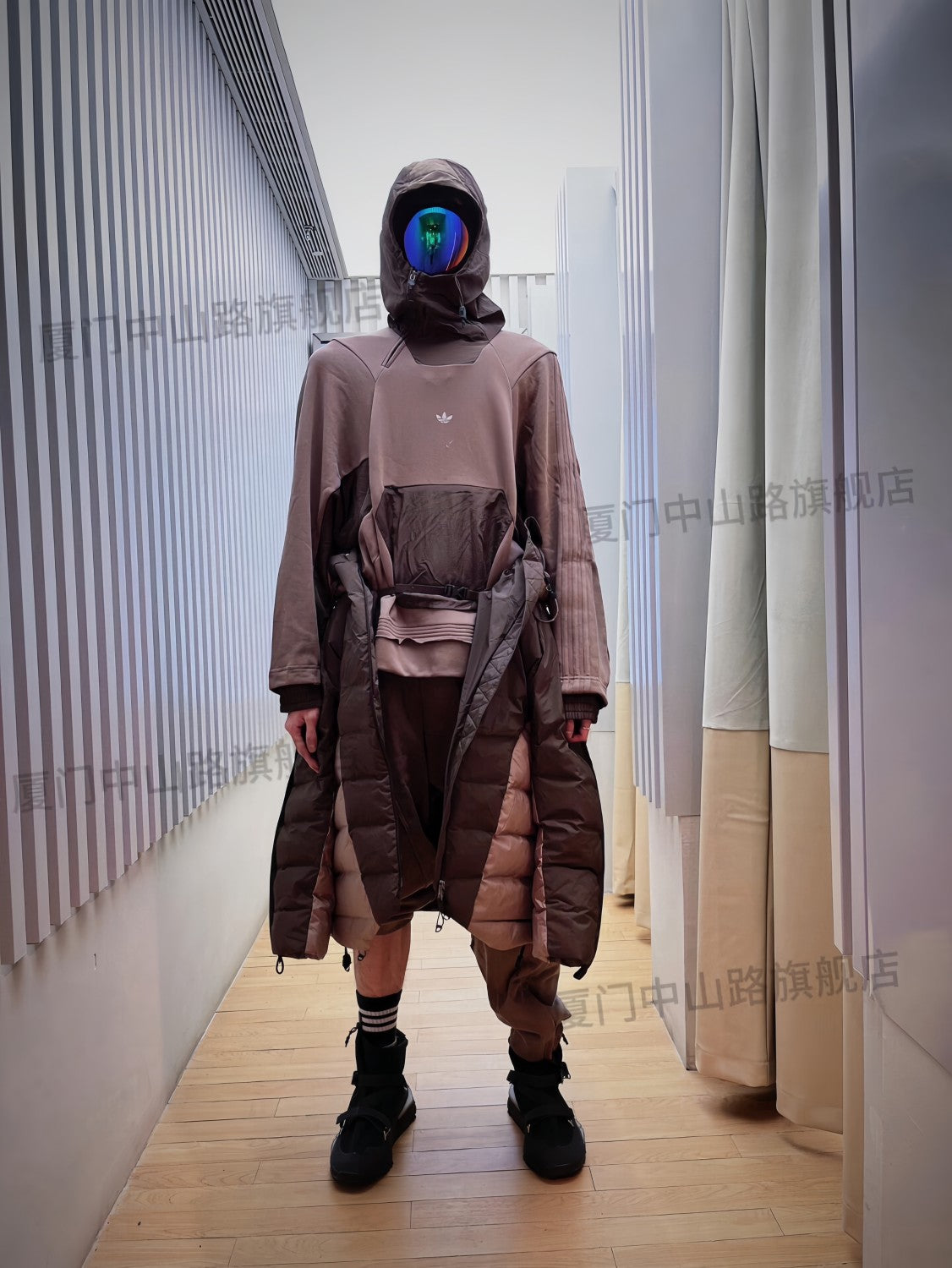 Originals X HAMCUS Men's and Women's Colour Blocking Chest Small Logo Pocket Hooded Sweatshirt Pullover #99191