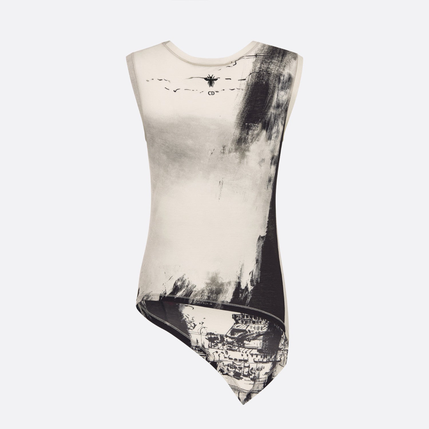 Women's Summer Paris Tower Print Hand-painted Style Cotton Vest Sleeveless Round Neck Top T-shirt Ngvp #8764