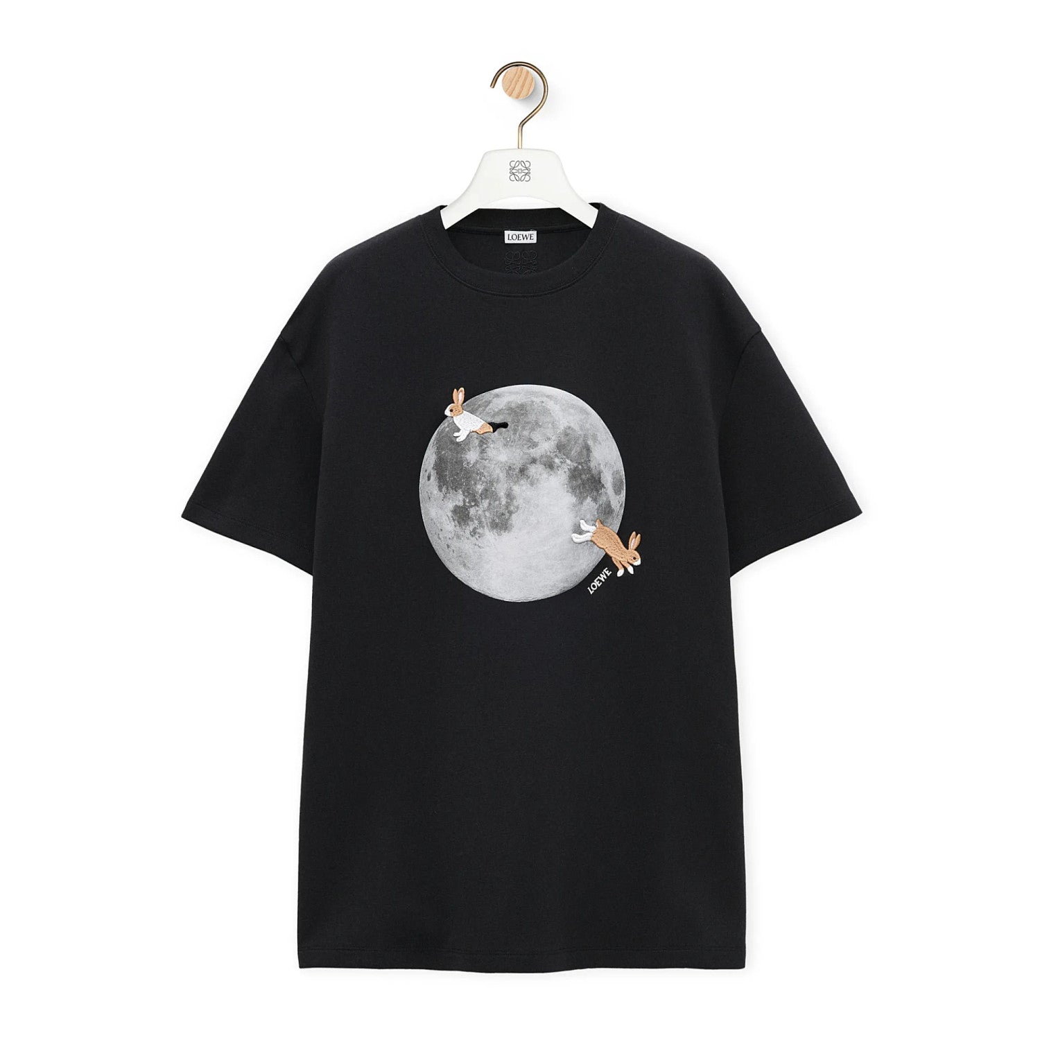 Women's Spring and Autumn Moon Print Black Long Sleeve T-shirt #74646