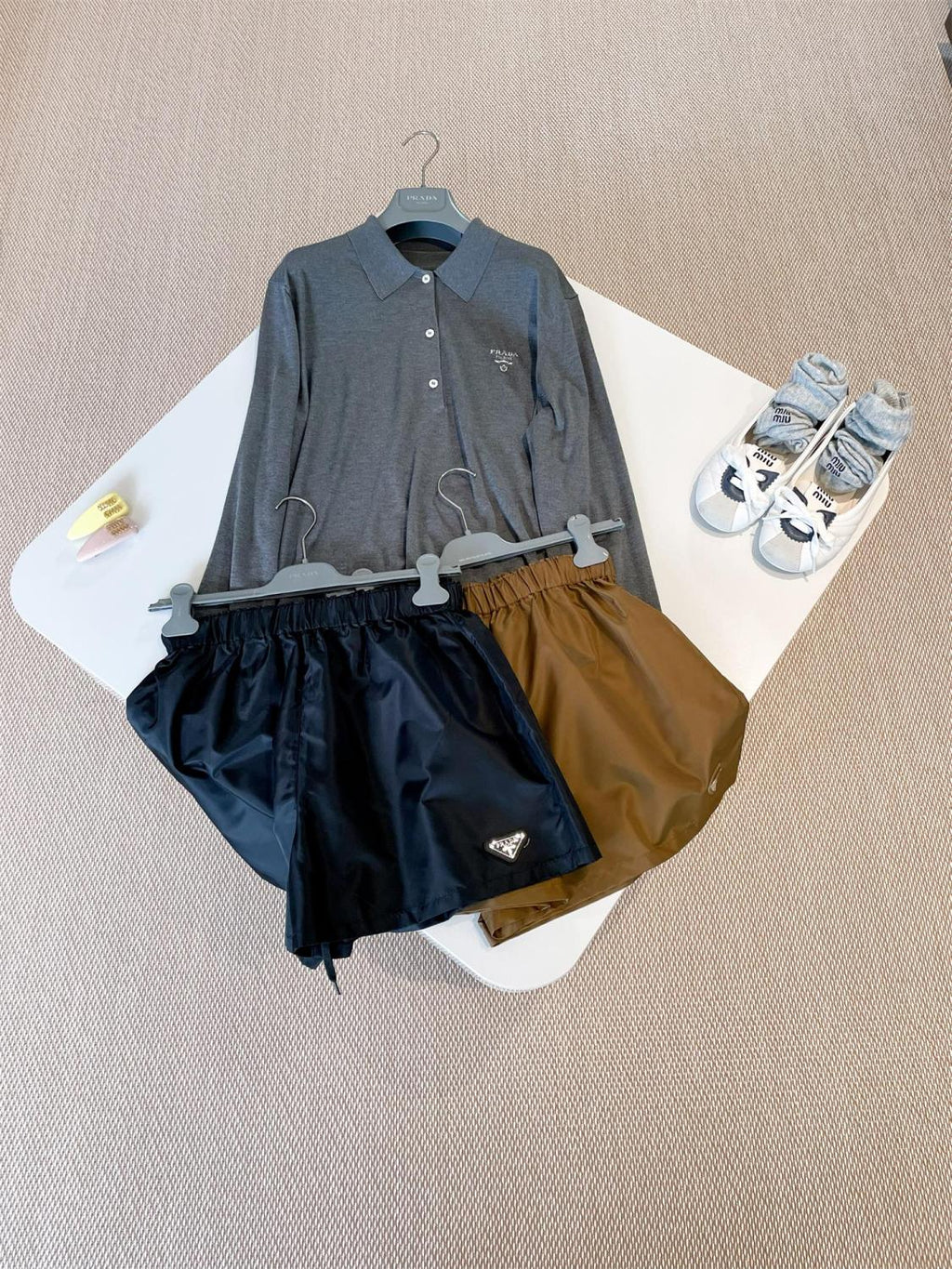 Women's Summer Solid Color Stretch Waistband Nylon Shorts #75731