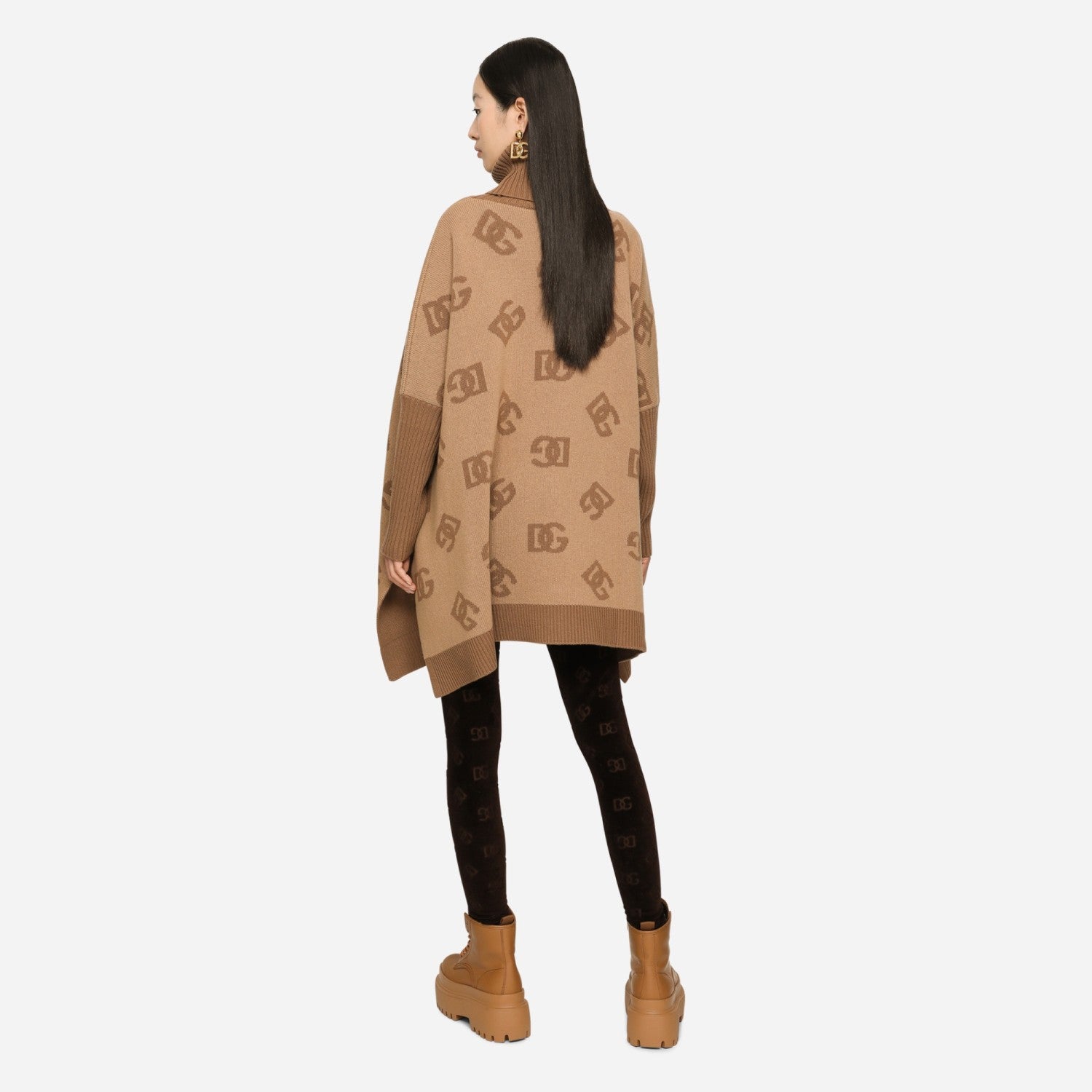 Women's Spring and Autumn Khaki Wool Turtleneck Sweater Pullover #72652