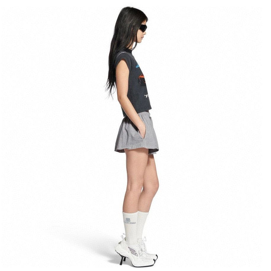 Men's And Women's Summer Solid Color Embroidered Logo Print Elastic Waist Drawstring Cotton Casual Shorts #77488