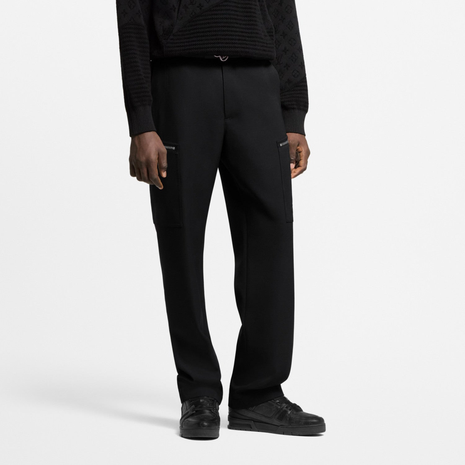 Men's Fashion Classic Solid Color Sheepskin Wool Embroidered Work Pants #78828