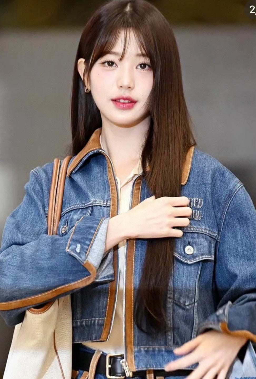 Women's Upcycled Spring And Fall Tannin Short Denim Jacket Colorblocking Slim Washed Cotton Casual Single Breasted Jacket #72322