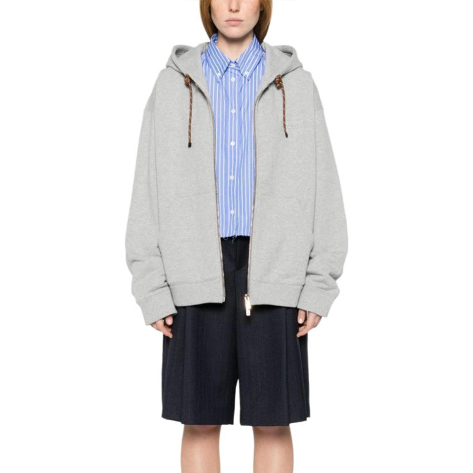 Women's Spring & Autumn Solid Color Logo Zipper Cotton Long Sleeve Surf Rope Hooded Sweatshirt #71512