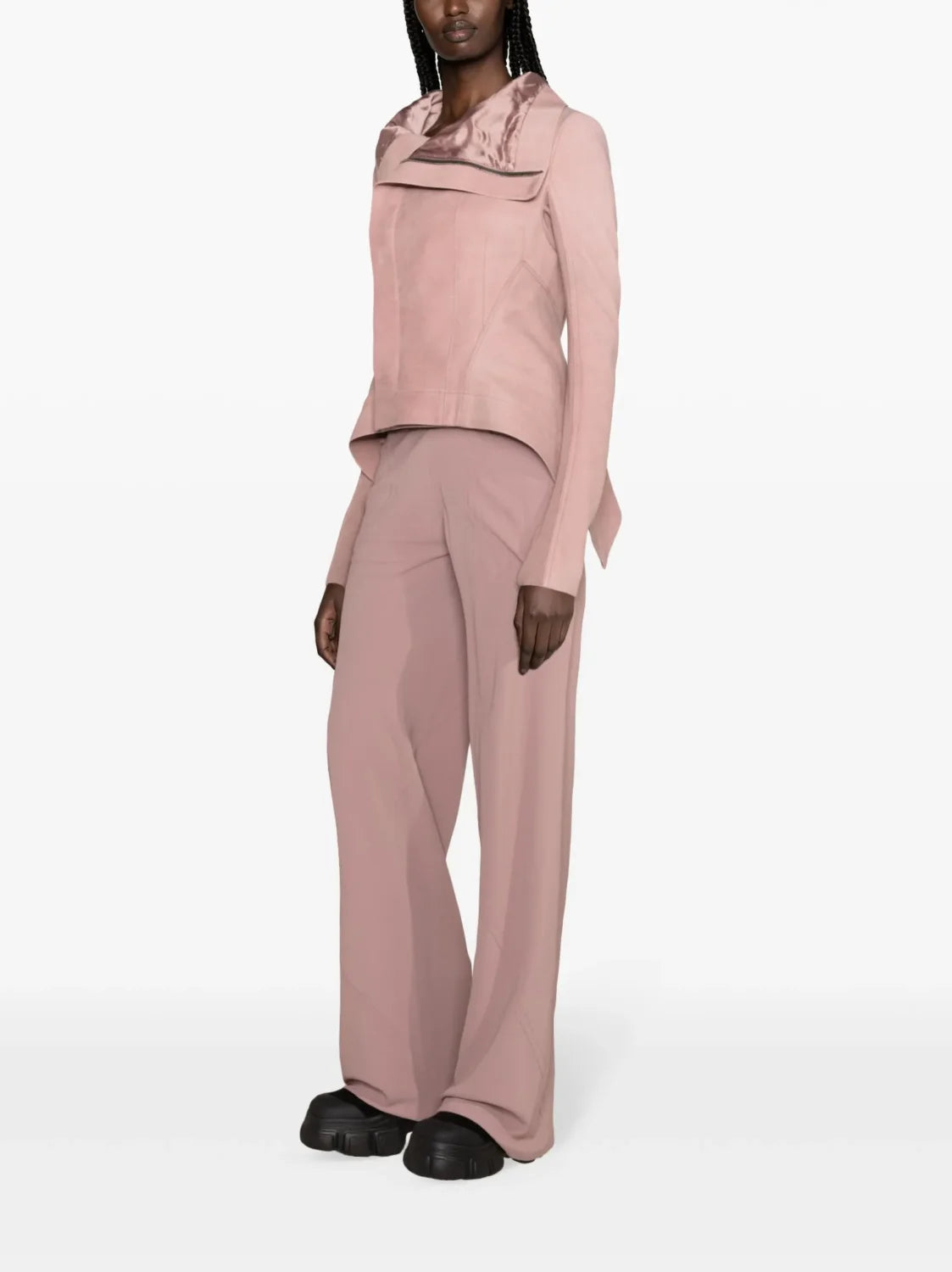 Women's Spring And Summer Fashion Mid-Waist Elastic Leisure Straight Solid Color Wide Leg Casual Pants #71933