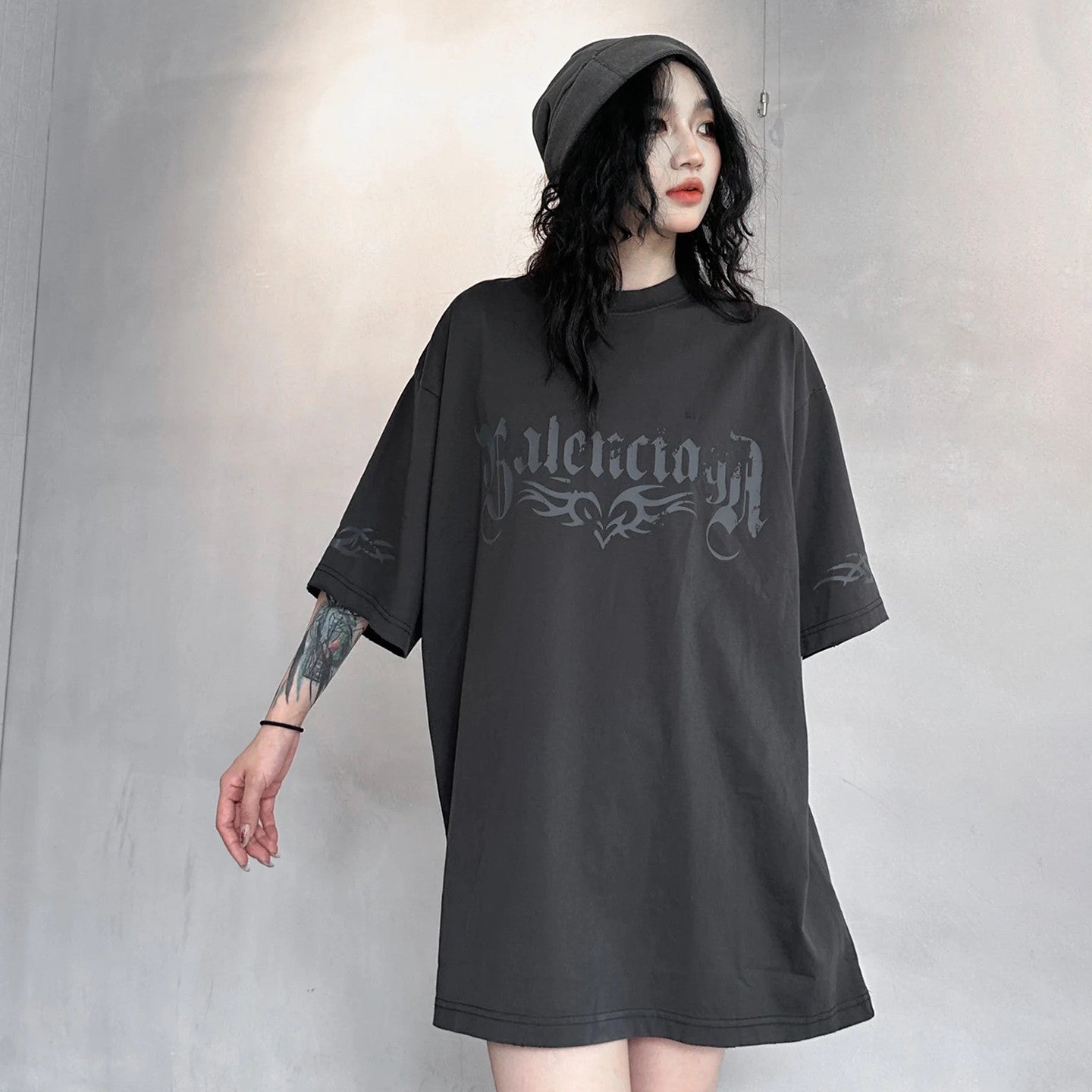 Women's Summer Casual Letter Logo Printed Round Neck Short Sleeve Solid Color Loose T-Shirt  #71646