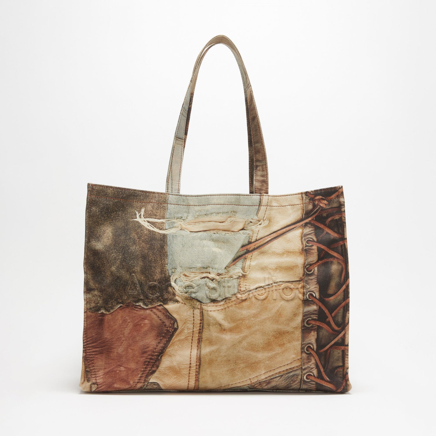 Acne Studios Women's Denim Fabric Vintage Old Logo Embossed Canvas Tote Shopping Bag Bags #99526