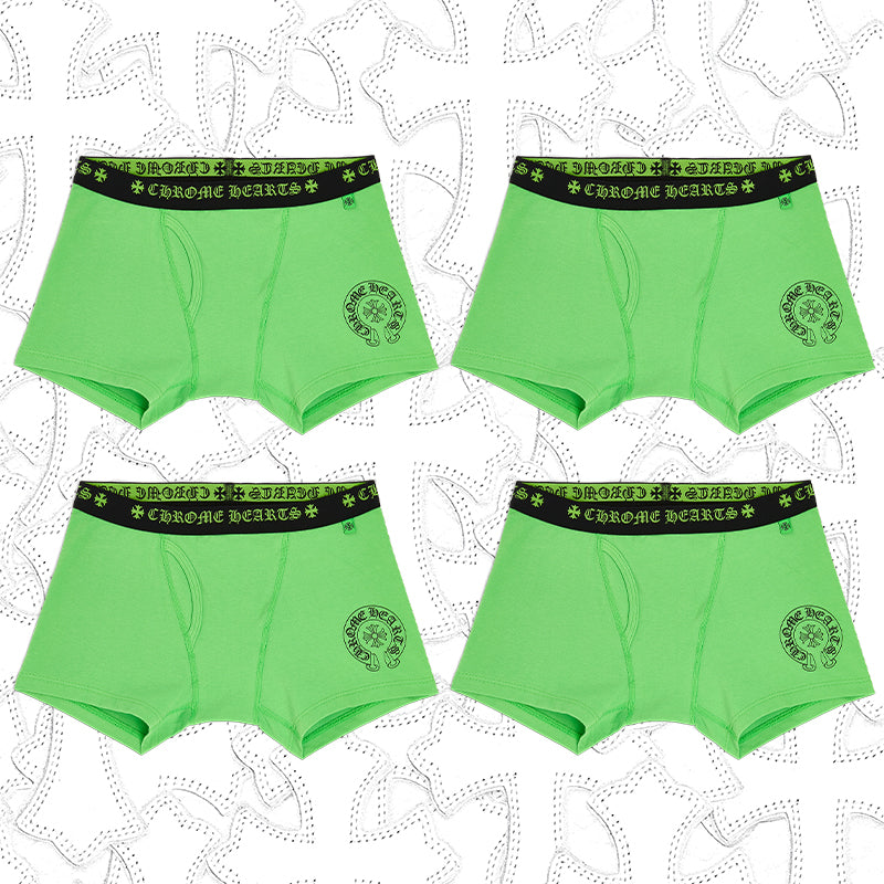 Men's And Women's Pure Color Sanskrit Print Cotton High Elasticity Boxer Briefs Underwear #77394