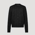 Men's Fall And Winter Black Long Sleeve Logo Embroidered Signature Merino Crewneck Sweater #98236