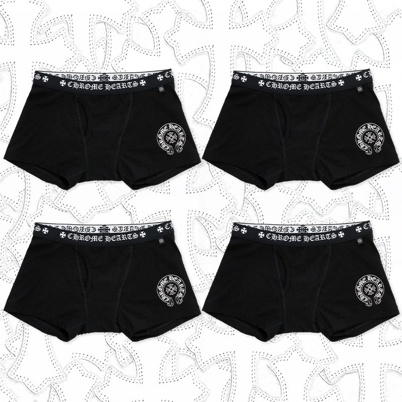 Men's And Women's Pure Color Sanskrit Print Cotton High Elasticity Boxer Briefs Underwear #77394