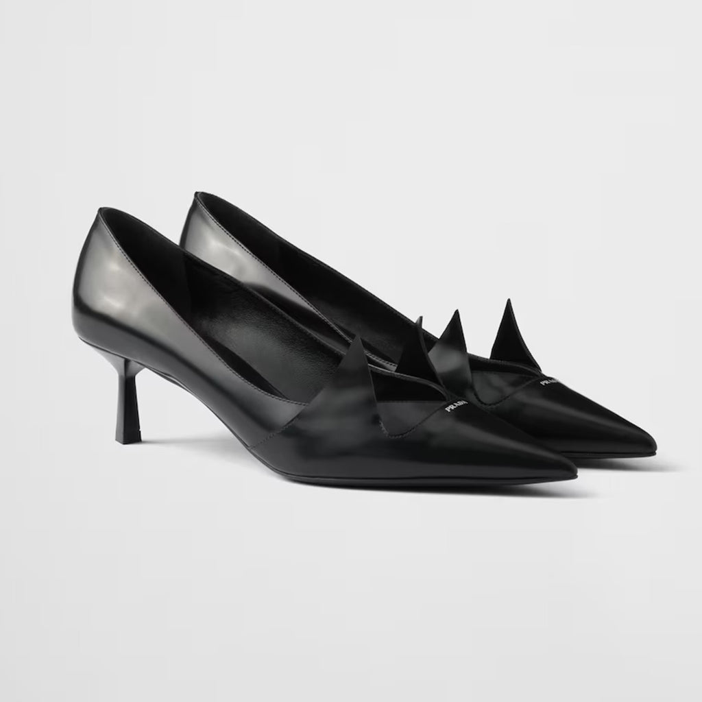 PR Two-tone Brushed Leather Pumps Fashionable And Luxurious Pointed-toe High Heels  Shoes With Elegant Heel Height Of 5.5 Cm #81395