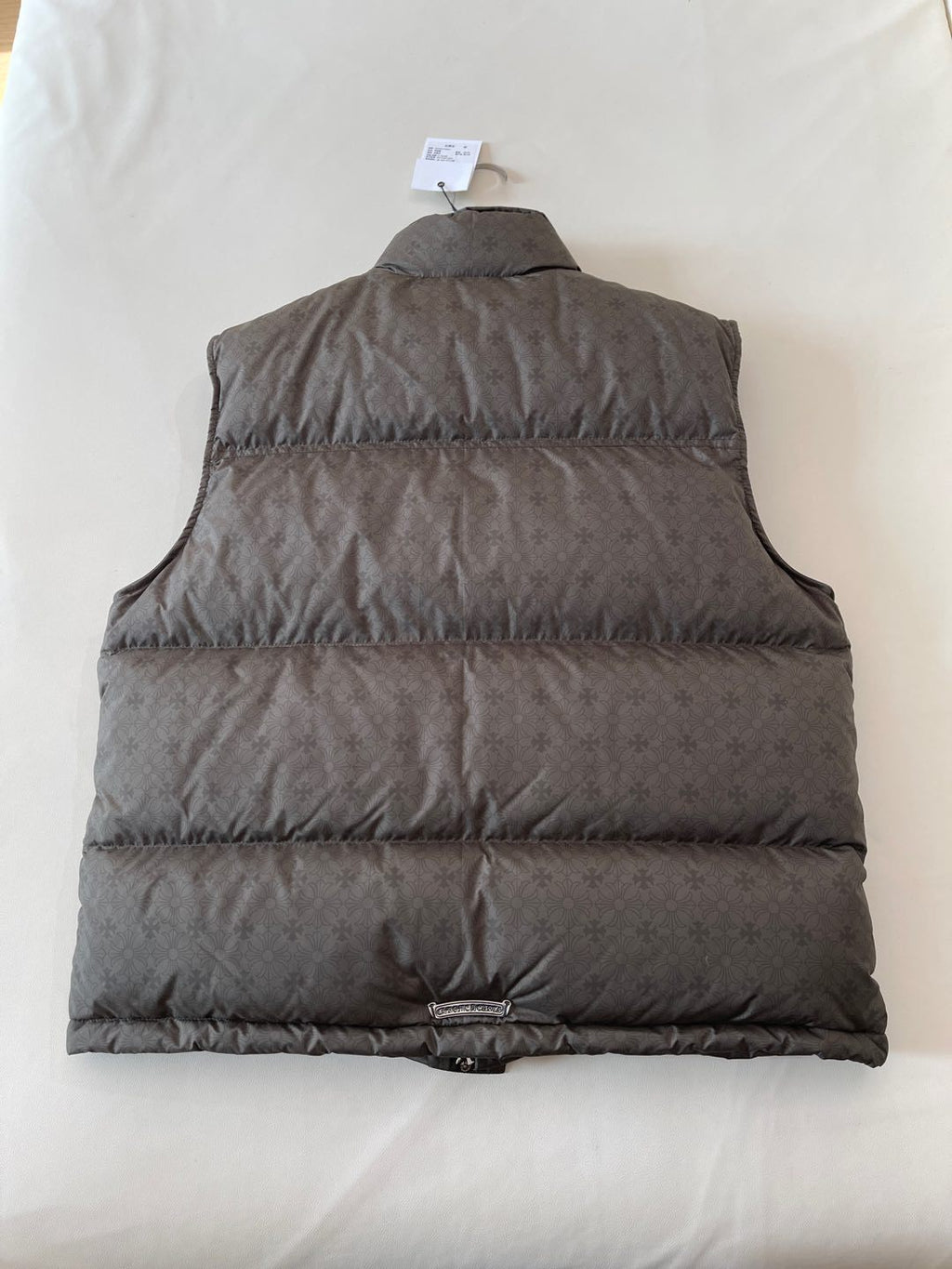 Men's Autumn and Winter Solid Color Dark Printed Sterling Silver Button Sleeveless Puffer Down Vest #74887