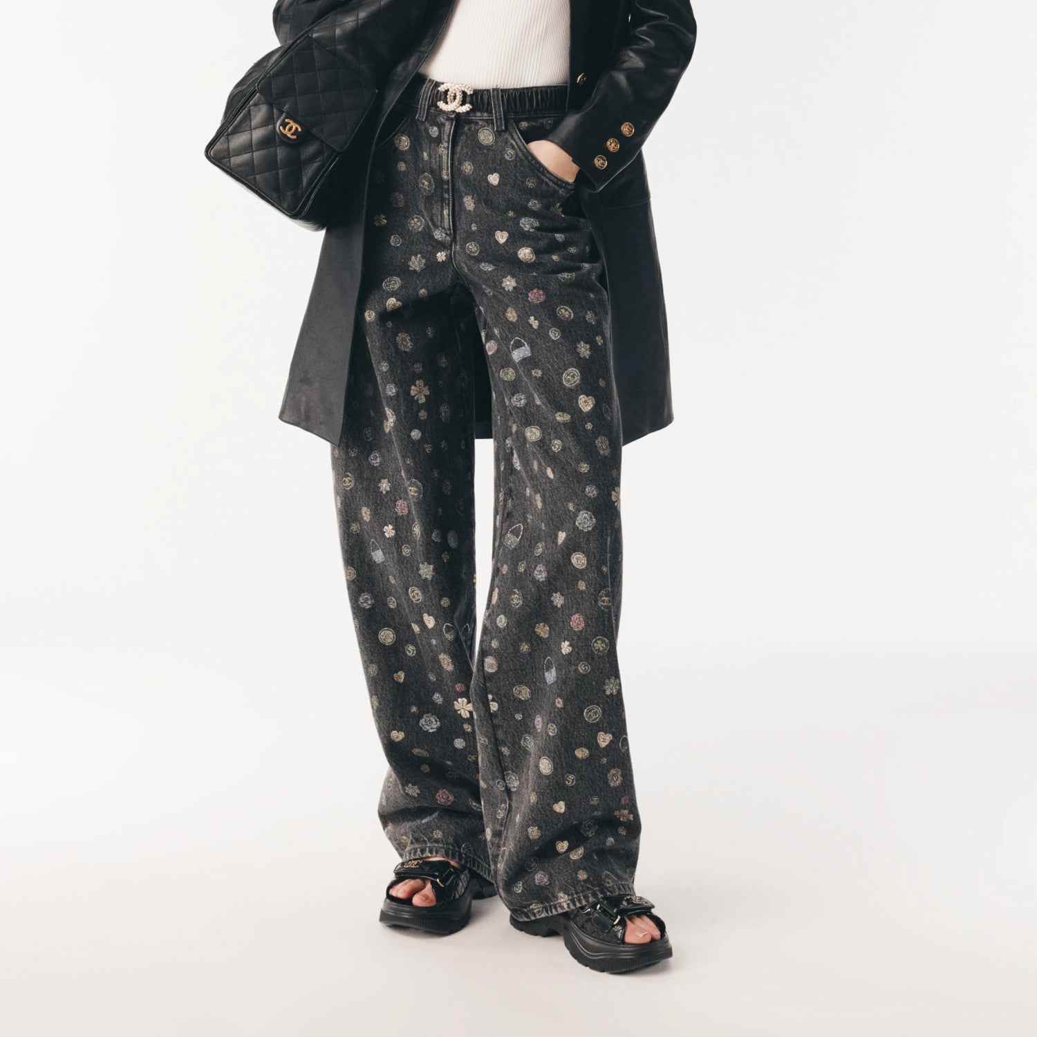 Women's Spring/Fall Fashion Casual Patterned Print Straight-Leg Relaxed Fit Jeans Pants #78615