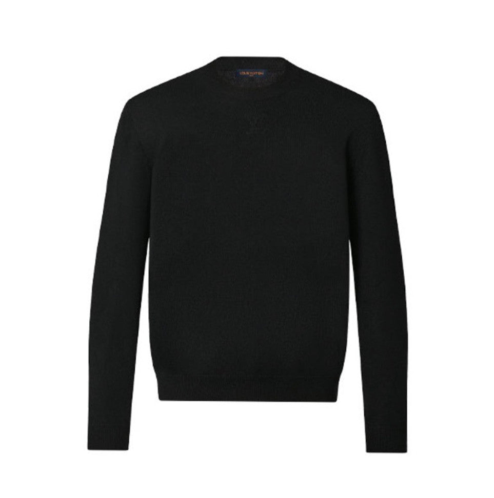 Men's Spring And Fall Solid Color LV Embossed Round Neck Long Sleeve Fitted Pullover Cashmere Sweater  #72183