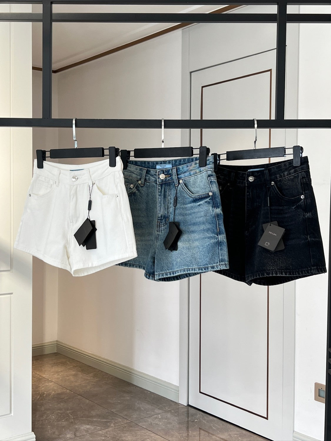 Women's Summer Solid Color Washed High Waist Casual Denim Shorts #75658