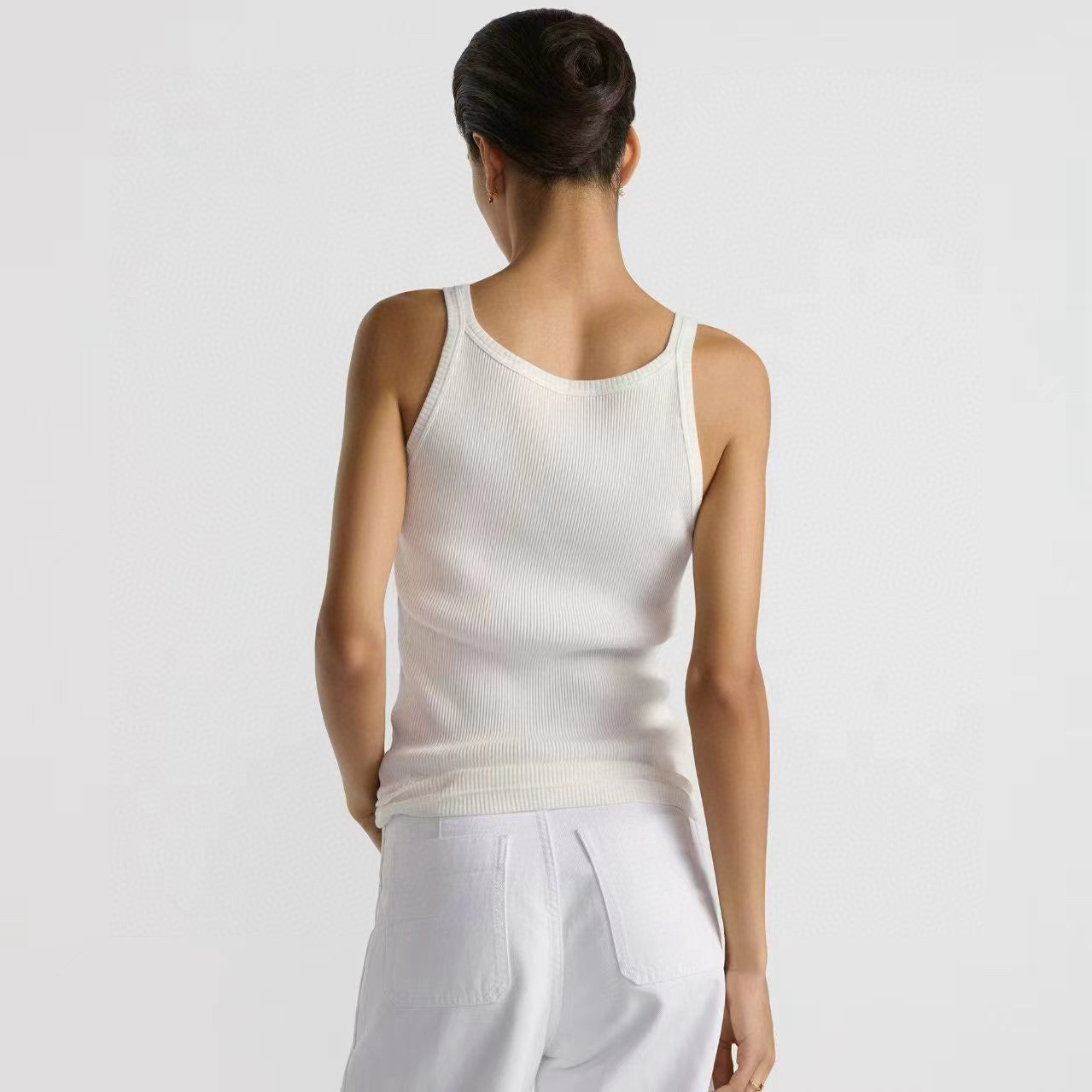 Women's Summer Fashion Casual Crew Neck Pullover Sleeveless Tank Top with Hand-Painted Print and Letter Embellishments Vest #78786