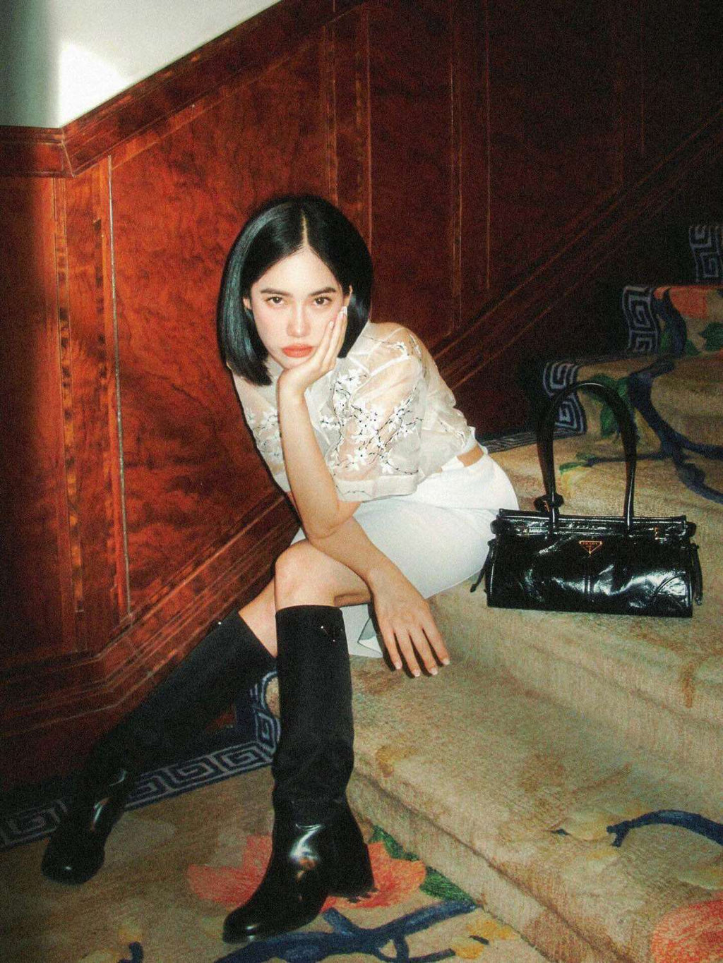 Women's Summer Floral Embroidery Lapel Loose Suspender Short Sleeve Two Piece Shirt Ngvp #8758