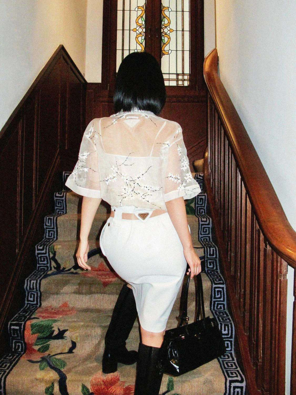 Women's Summer Floral Embroidery Lapel Loose Suspender Short Sleeve Two Piece Shirt Ngvp #8758