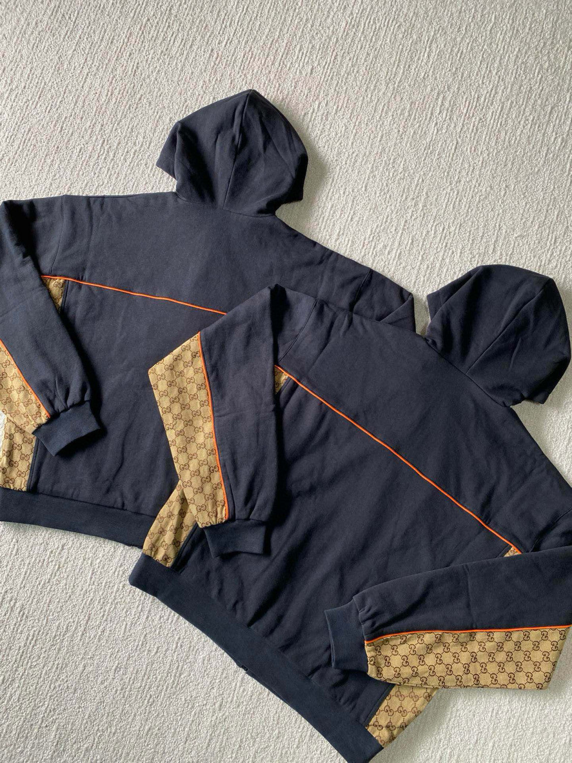 Men's Spring and Autumn Patchwork Logo Jacquard Zipper Hooded Long Sleeve Jacket Lace-Up Casual Shorts Pants Suit Set #98839