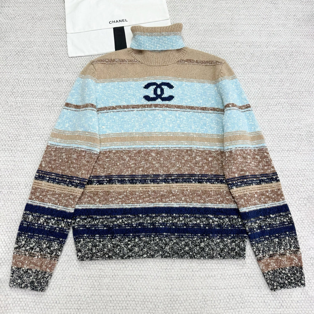 Women's Autumn and Winter Color Blocking High Neck Cashmere Long Sleeve Sweater #74967