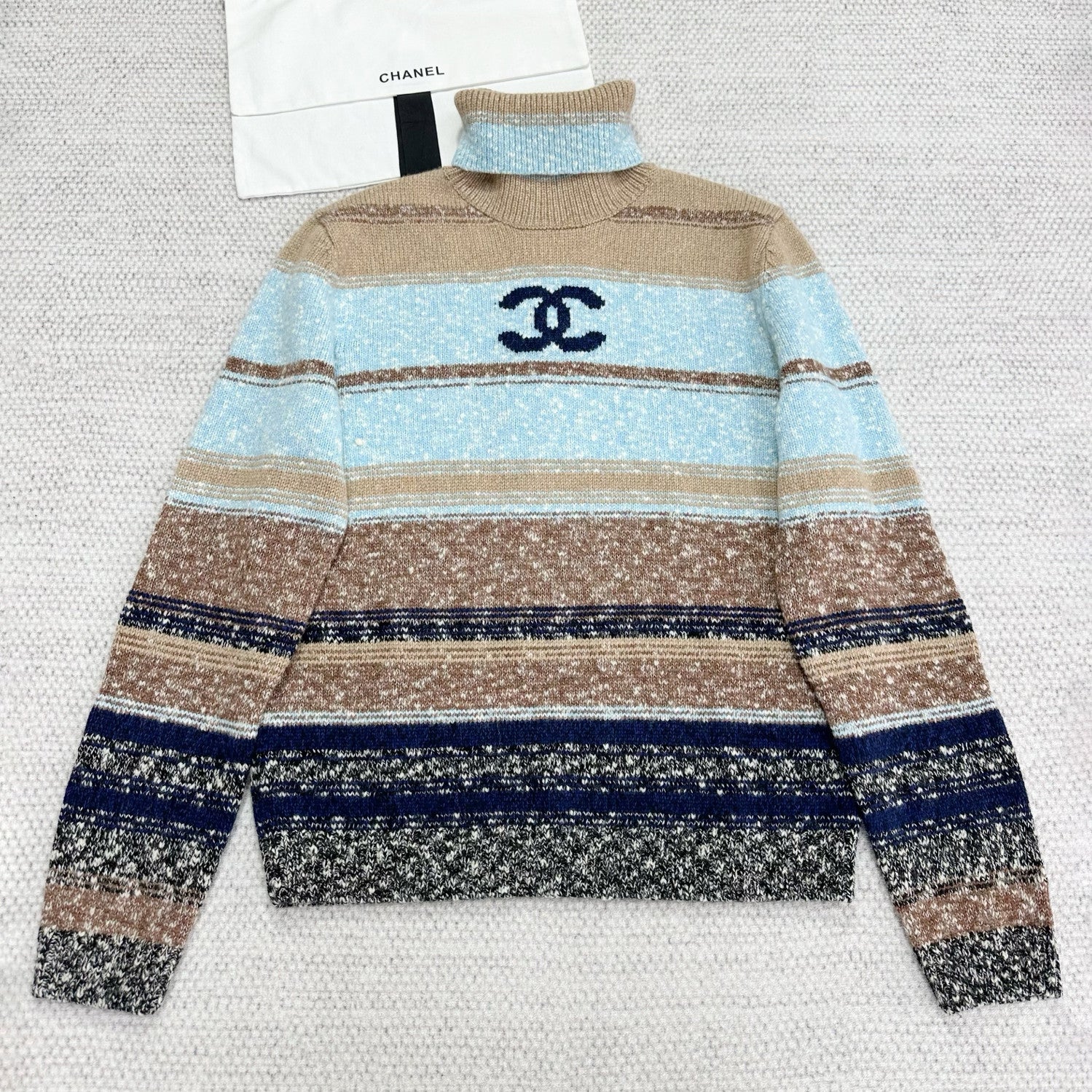 Women's Autumn and Winter Color Blocking High Neck Cashmere Long Sleeve Sweater #74967