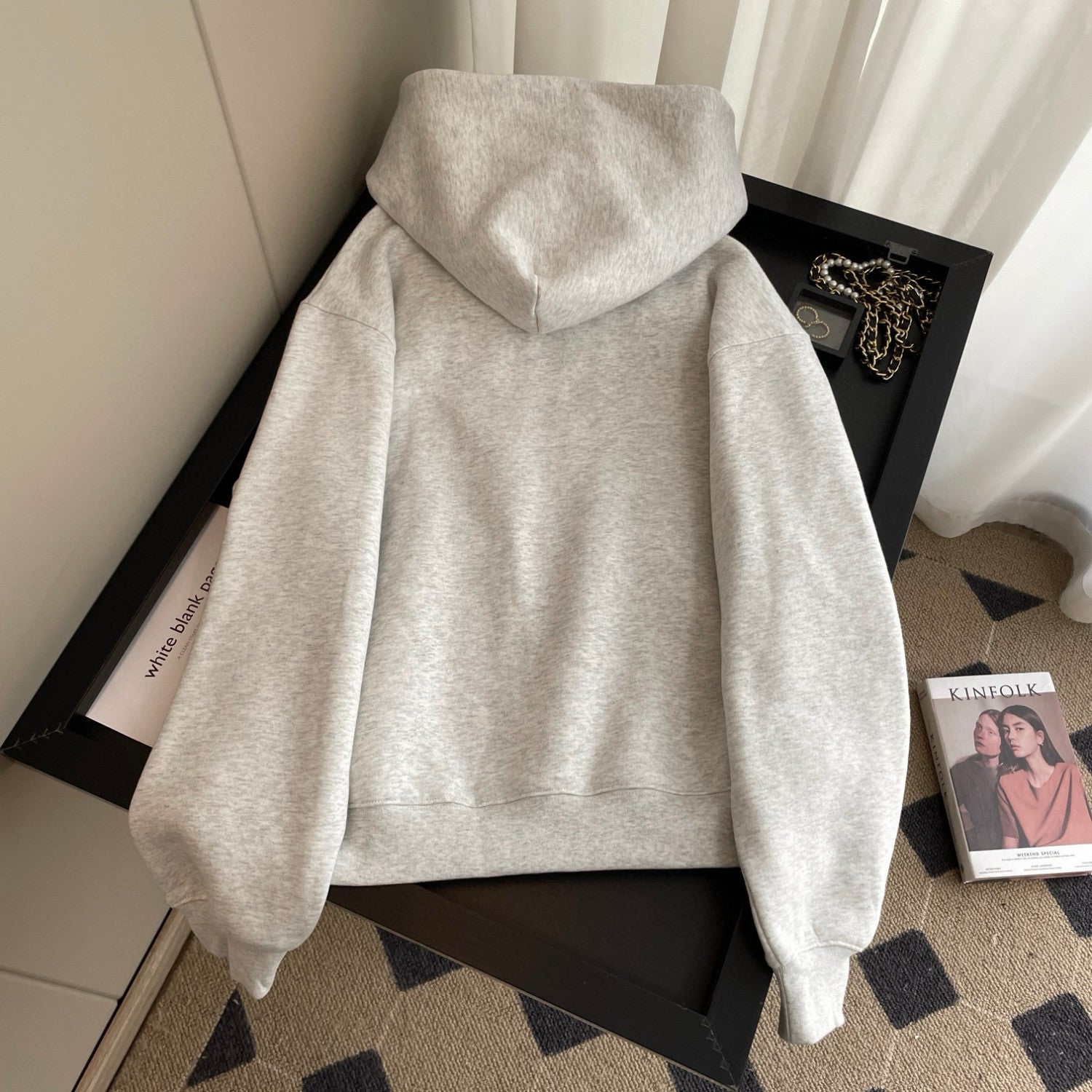 Alexander wang Men's Women's Spring And Autumn Solid Color Mahjong Pattern Long Sleeve Loose Hooded Sweatshirt Ngvp #7634