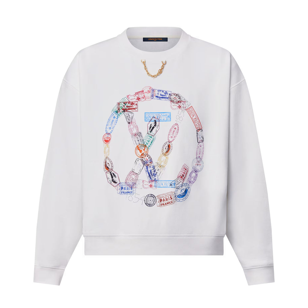 Women's Spring and Autumn White Round Neck Travel Seal Print Long Sleeve Sweatshirt #74178