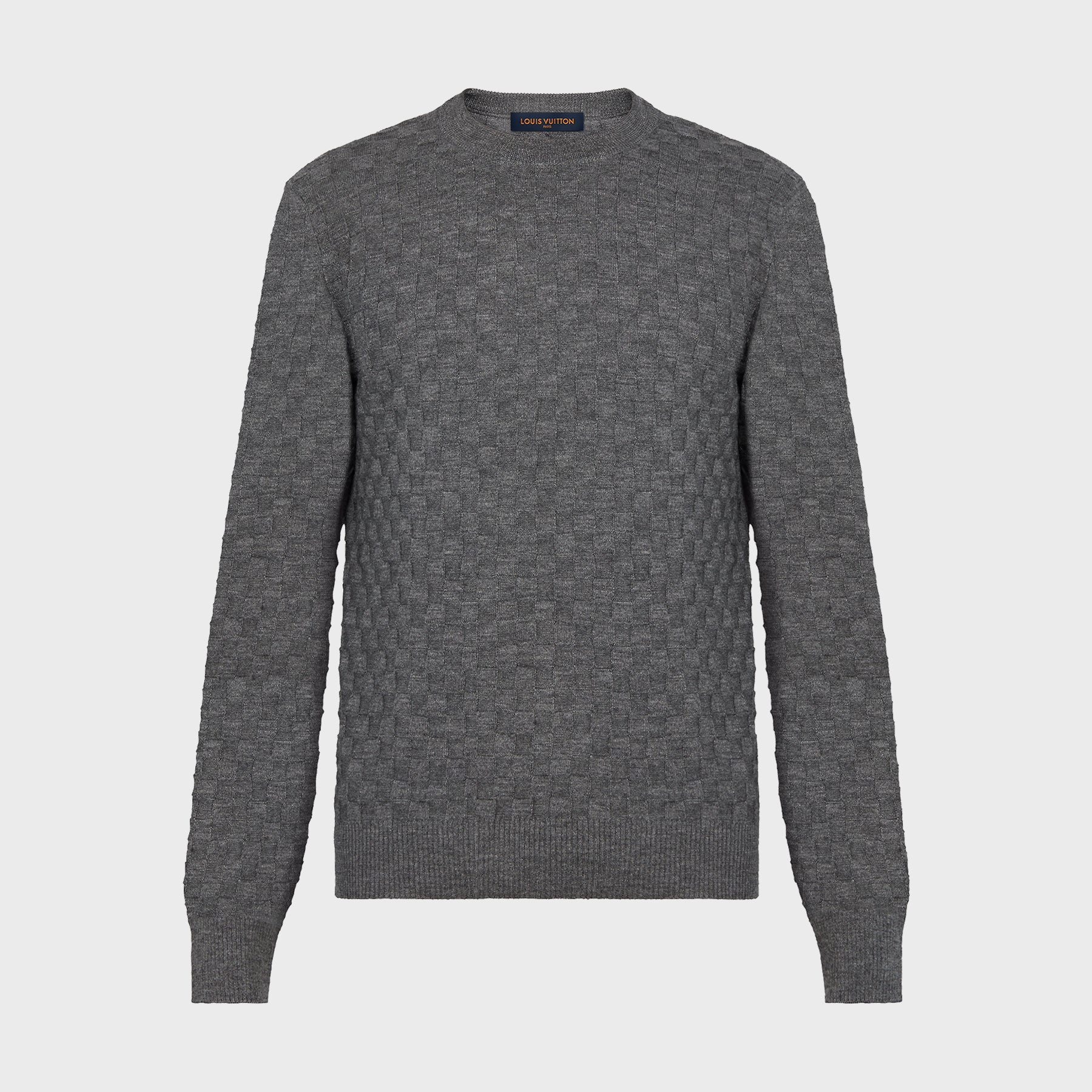 Men's Spring. Autumn And Winter Damier Signature Crew Neck Plaid Solid Color Long Sleeve Fitted Wool Sweater Ngvp #9311