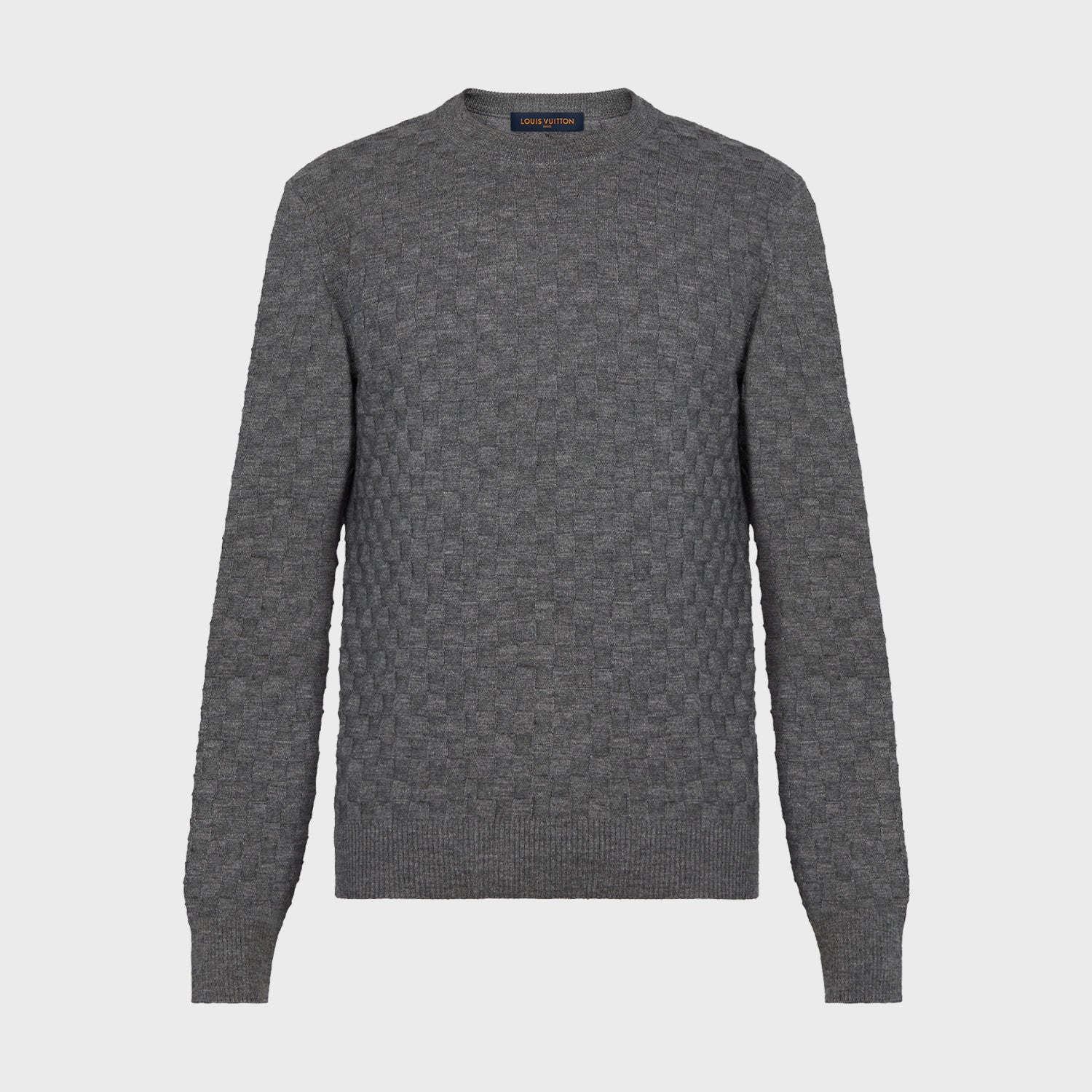 Men's Spring. Autumn And Winter Damier Signature Crew Neck Plaid Solid Color Long Sleeve Fitted Wool Sweater Ngvp #9311