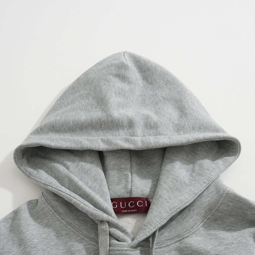 Men's Spring Autumn Logo Letter Printed Gray Drawstring Hooded Sweatshirt Pullover #99858