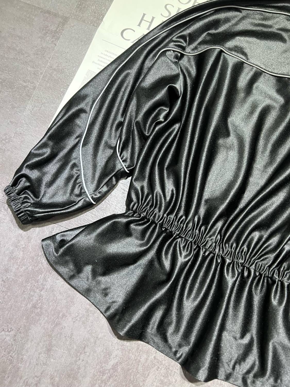 Women's Color-block fabric Bright trim Zippered dress Jacket #194224