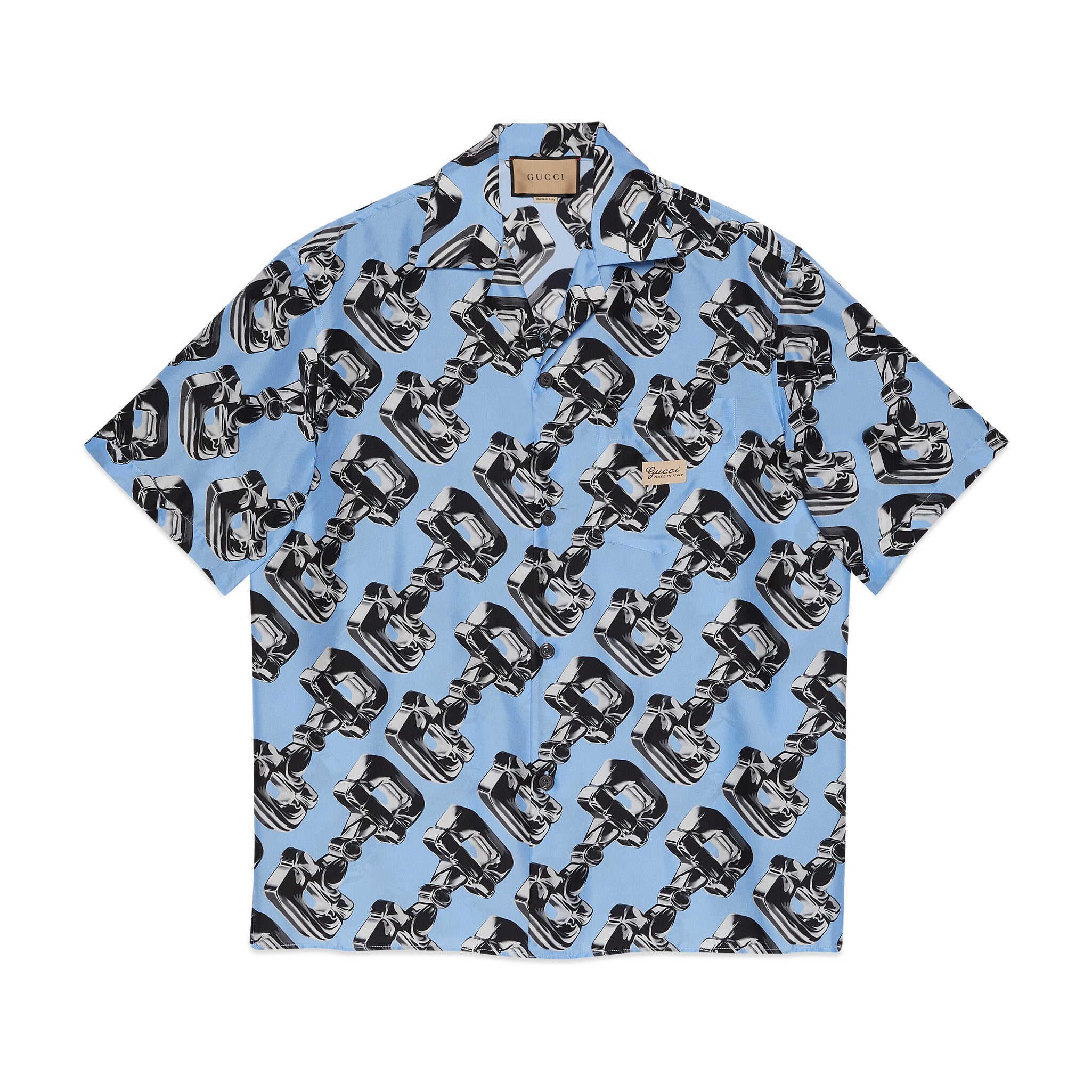 Men's Summer Glass Horsebit Printed Lapel Short Sleeve Shirt Shorts Set Suit #98783