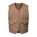 1Vx FW25 FallWinter Men's Collaboration Vest with Letter Print and Zipper Pockets #83218A