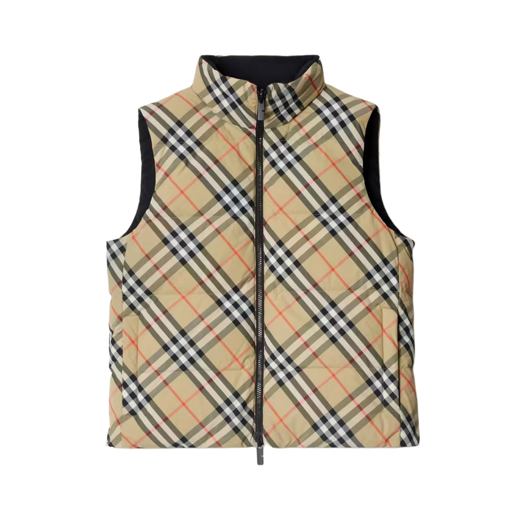 Men's And Women's Fall/winter Fashion Casual Stand Collar Zipper Checkered Reversible Double Sided Checkered Nylon Padded Vest #79369