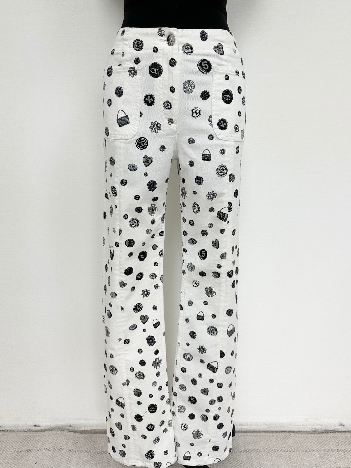 Women's Spring/Fall Fashion Casual Solid Color Classic Print Long Leg Denim Pants #78936