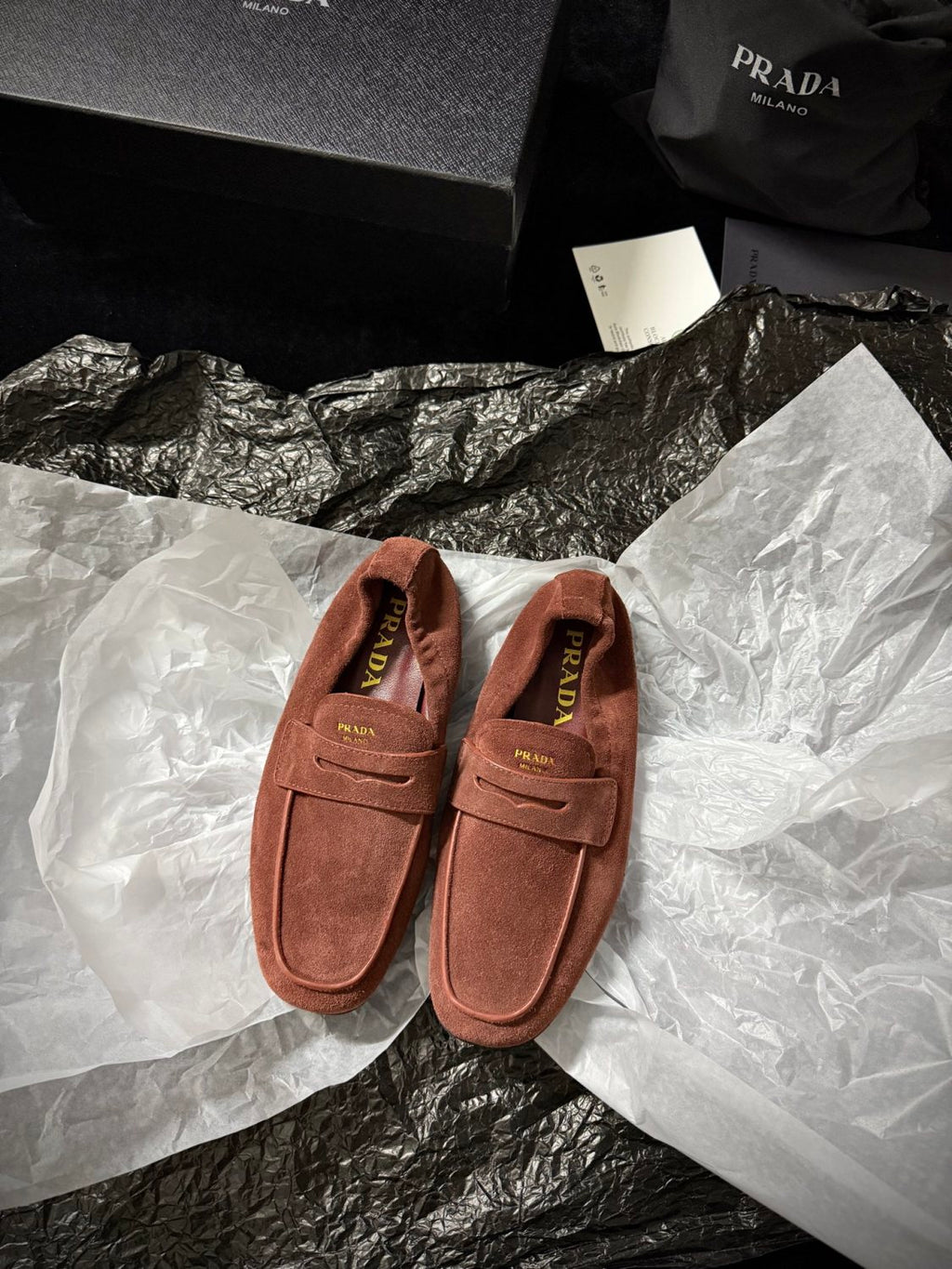 PR Women's Solid Color Round Toe Slip-On Shiny Oiled Leather and Suede Casual Loafers Shoes #77758