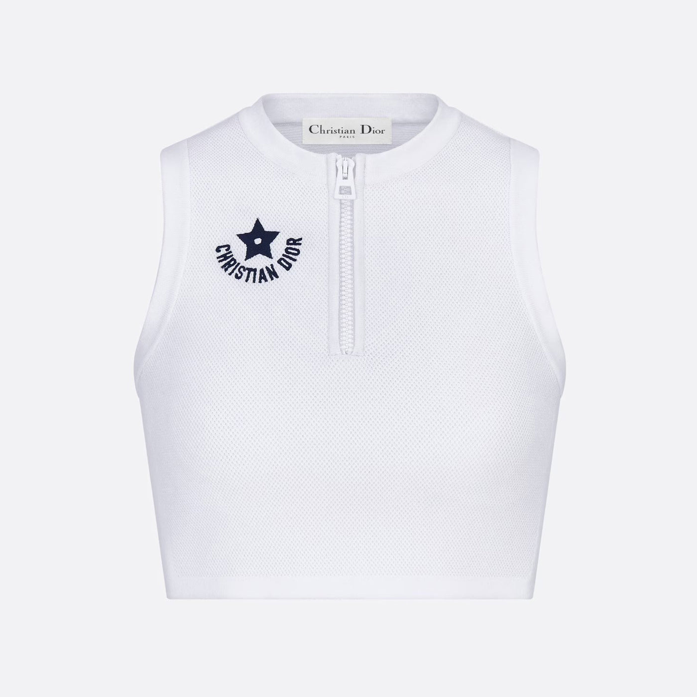 Women's Summer Striped Logo Round Neck Half Zipper Shorts Knit Tank Top T-shirt #72318