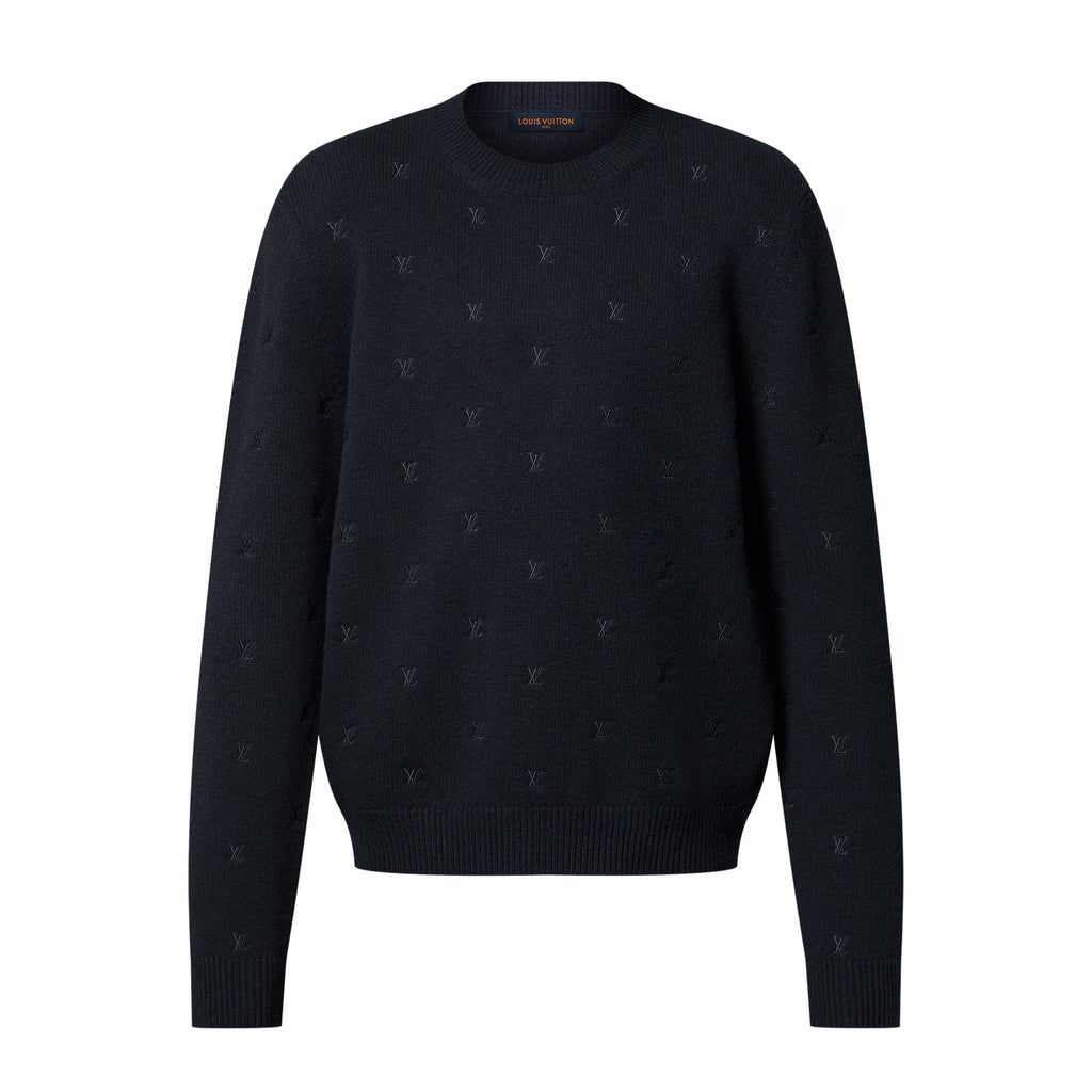 Men's Spring and Autumn Solid Color Embroidery Logo Printed Crew Neck Knit Wool Sweater #73953