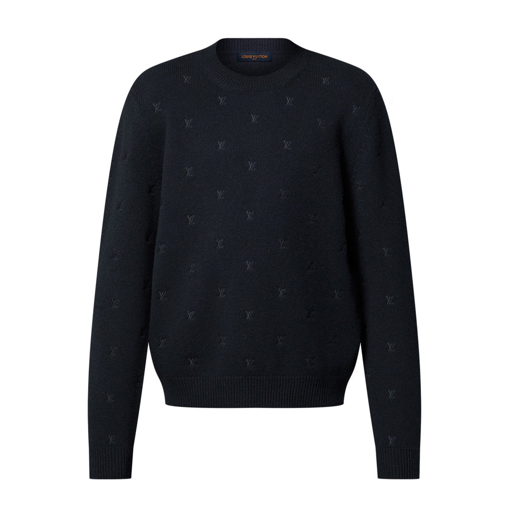 Men's Spring and Autumn Solid Color Embroidery Logo Printed Crew Neck Knit Wool Sweater #73953