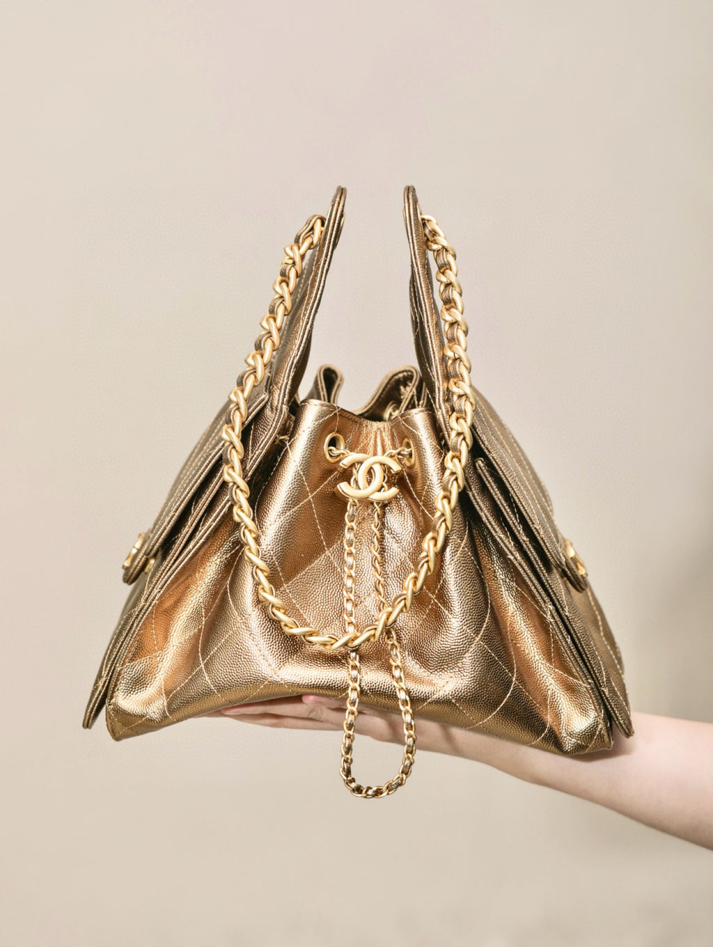 25C Women's Classic Double C Logo Solid Color Cowhide & Leather Tote Shoulder Bag Bags #77139