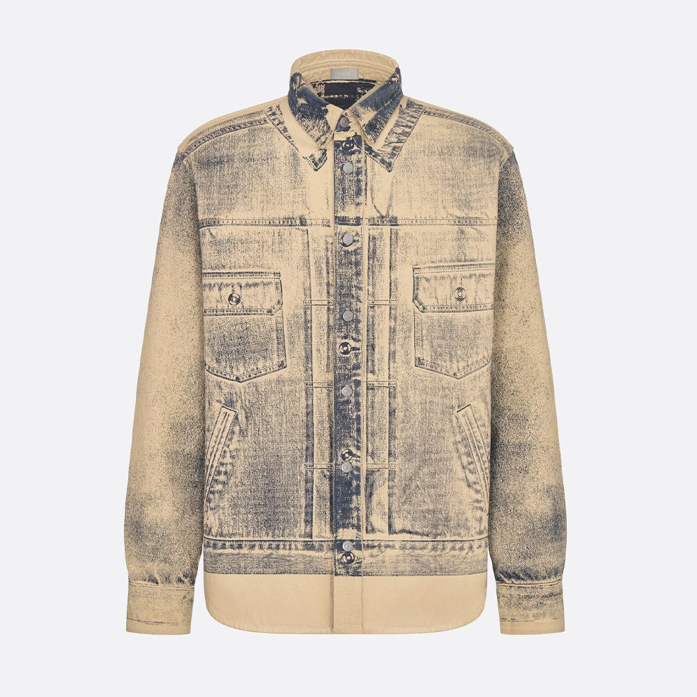 Men's Spring And Autumn Worn Lapel Button Cotton Long Sleeve Fit MKII-EFFECT Mkii-Effect Overshirt Printed Multi Pocket Pants Ngvp #7541