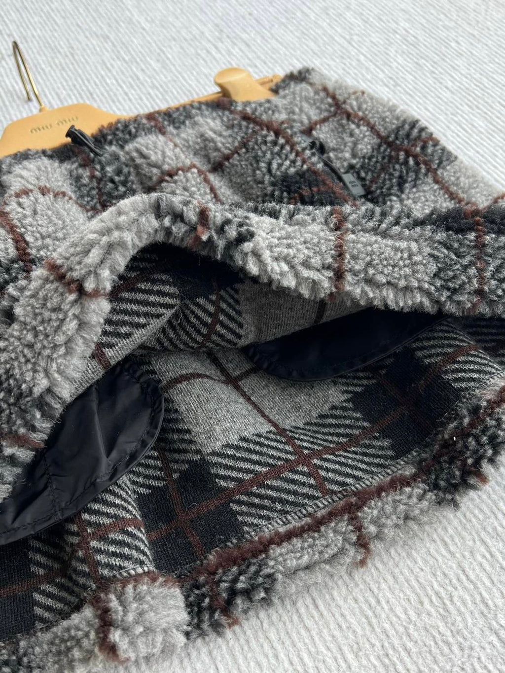 Women's Fall/Winter Blend Plaid Cotton Mini Skirt Fashionable Casual Mini Skirt Drawstring Skirt #82353A