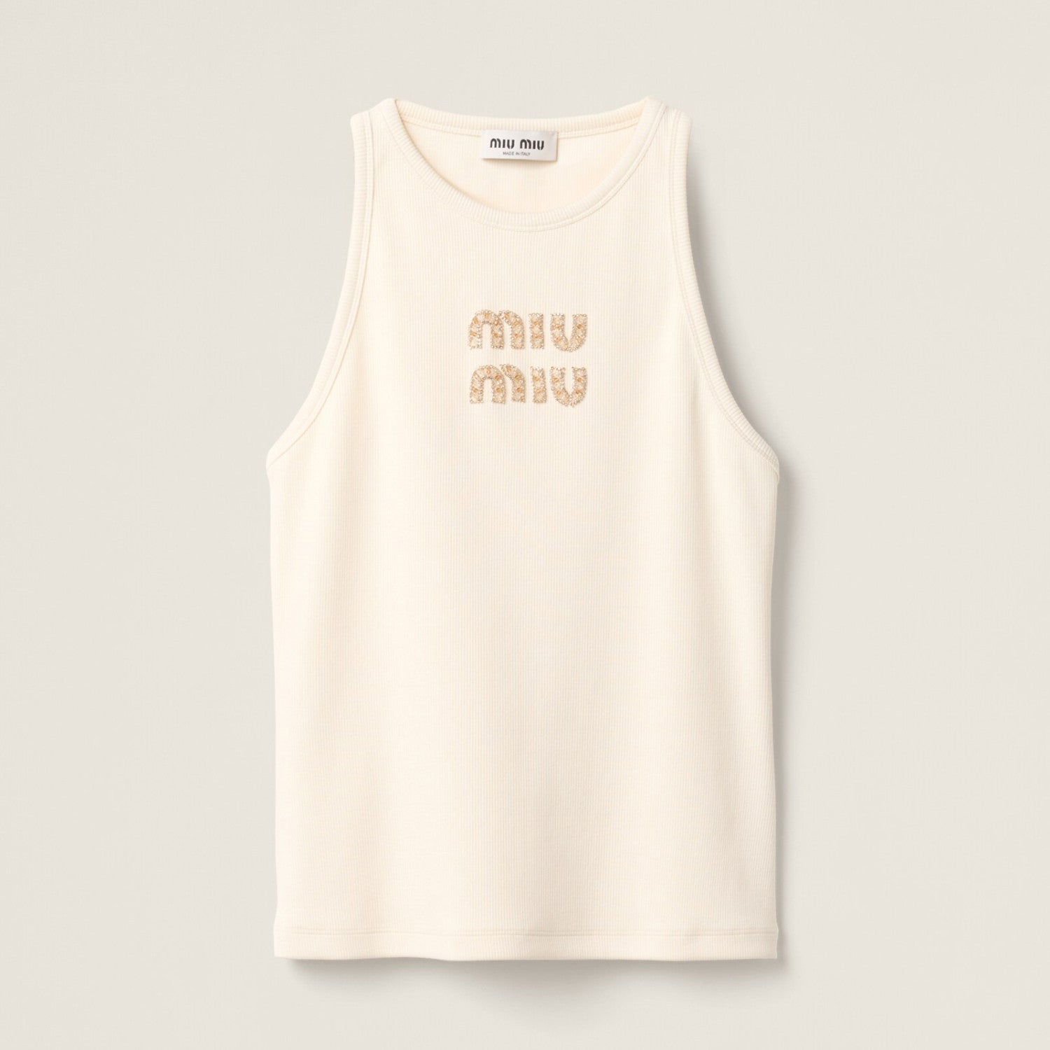 Women's Summer Solid Color Embroidery Beaded Letter Print Round Neck Sleeveless Tank Top Vest #75116