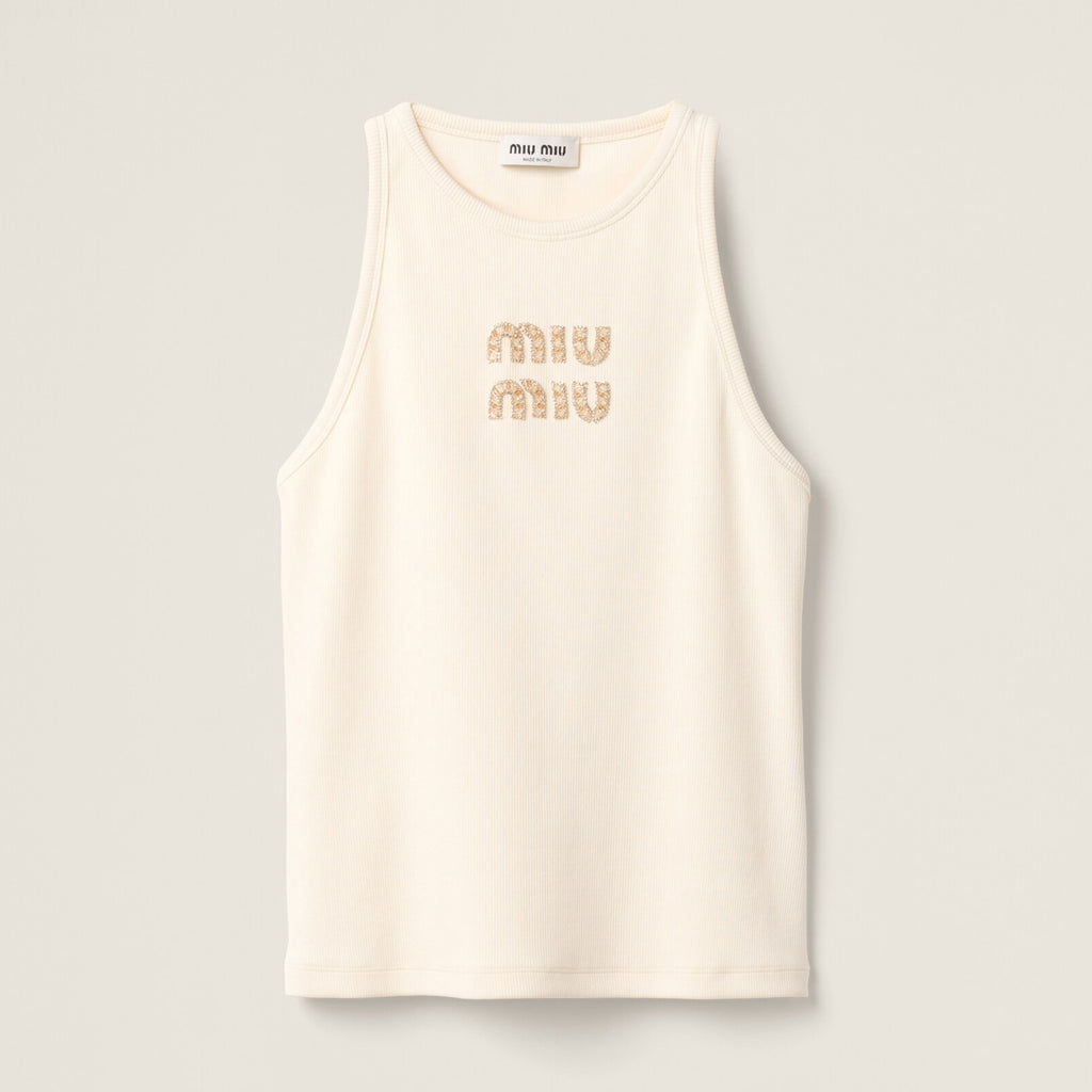 Women's Summer Solid Color Embroidery Beaded Letter Print Round Neck Sleeveless Tank Top Vest #75116