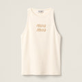 Women's Summer Solid Color Embroidery Beaded Letter Print Round Neck Sleeveless Tank Top Vest #75116