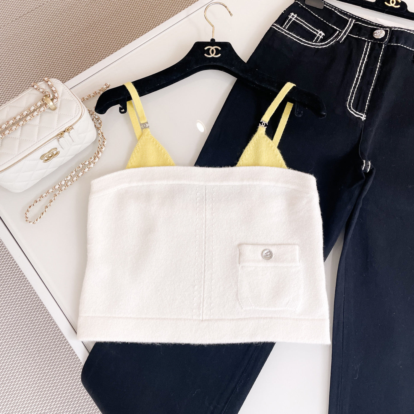 Women's Spring And Autumn Logo Colorblocking Knit Top Fashion Camisole #76687