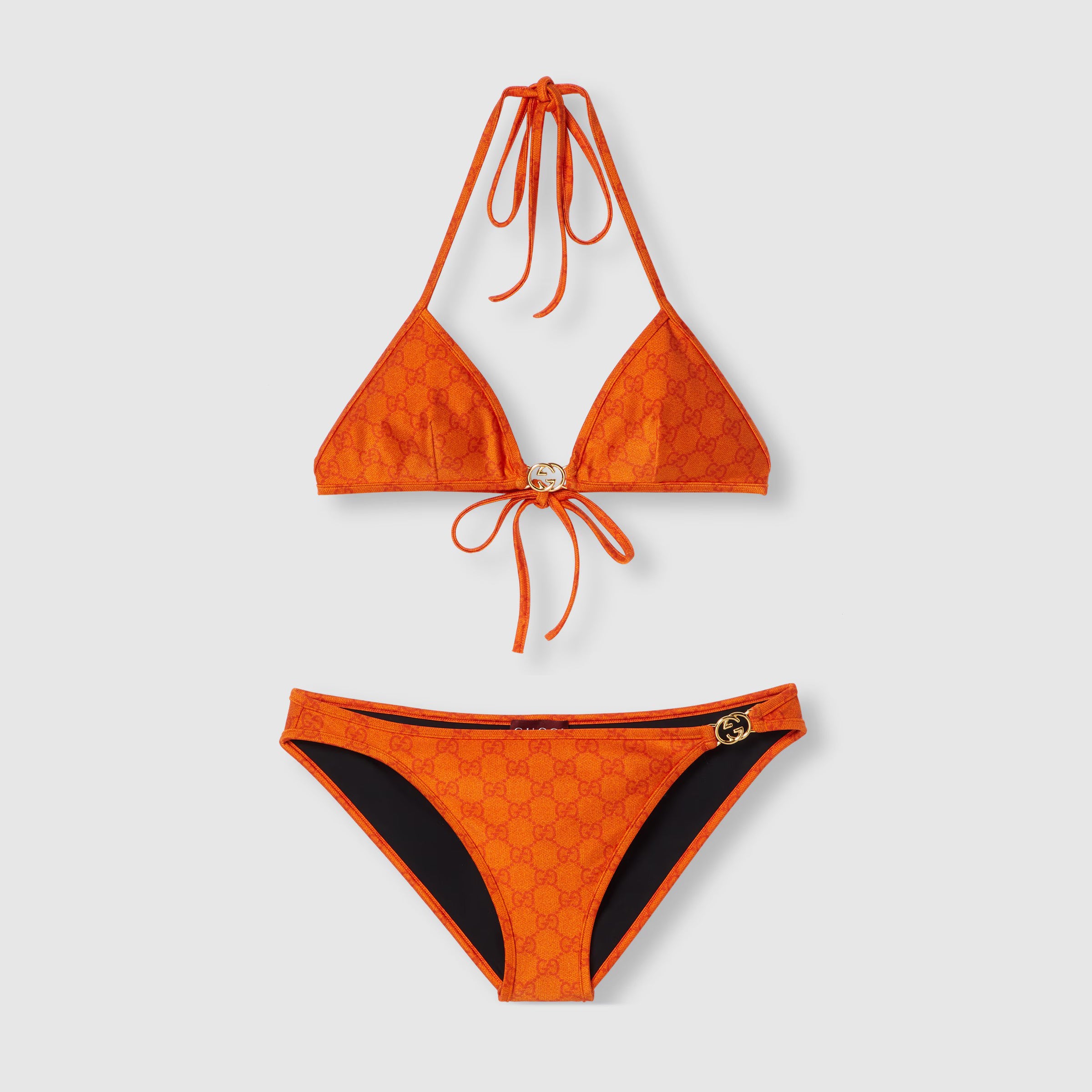Women's Summer Logo Print Solid Color Stretch Knit Bikini Swimsuit Set Suit #76624