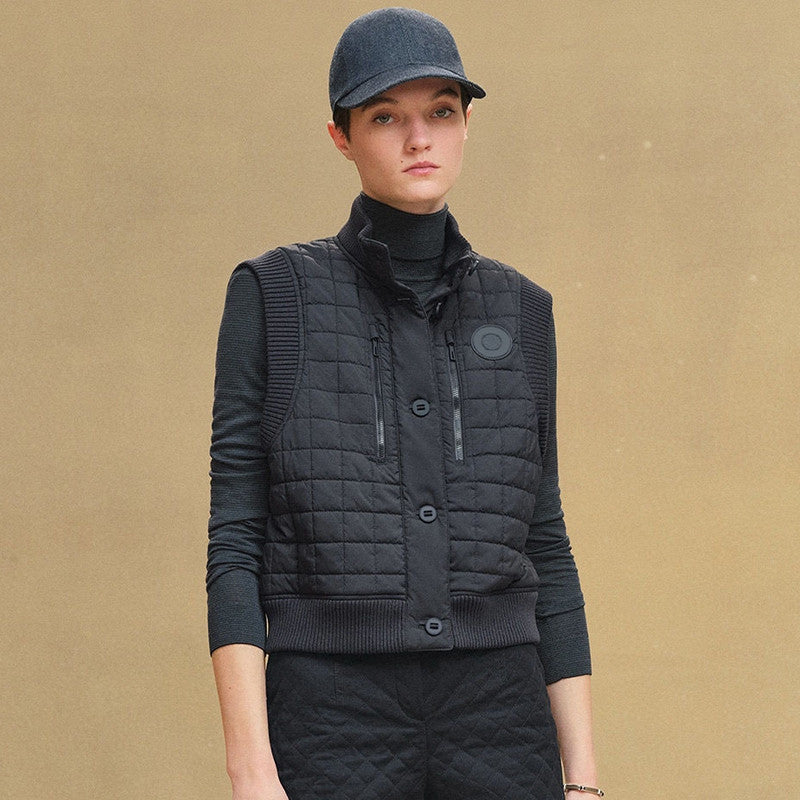 Women's Fall/Winter Stand Collar Plaid Solid-Color Cotton-Blend Sleeveless Pilot Jacket Vest Ngvp #2547