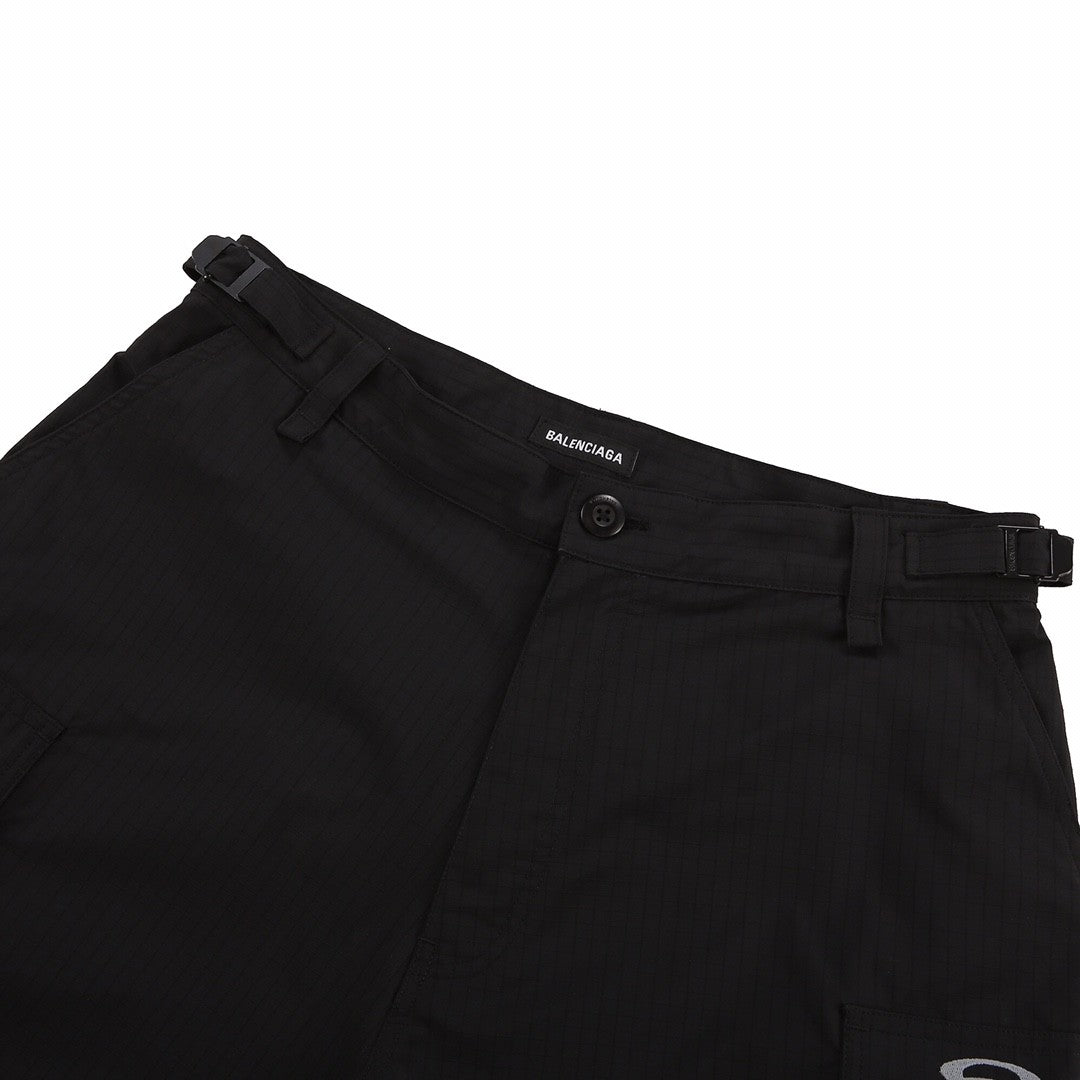 Men's Summer Black Embroidered Logo Detachable Work Trousers Shorts Pants #99514